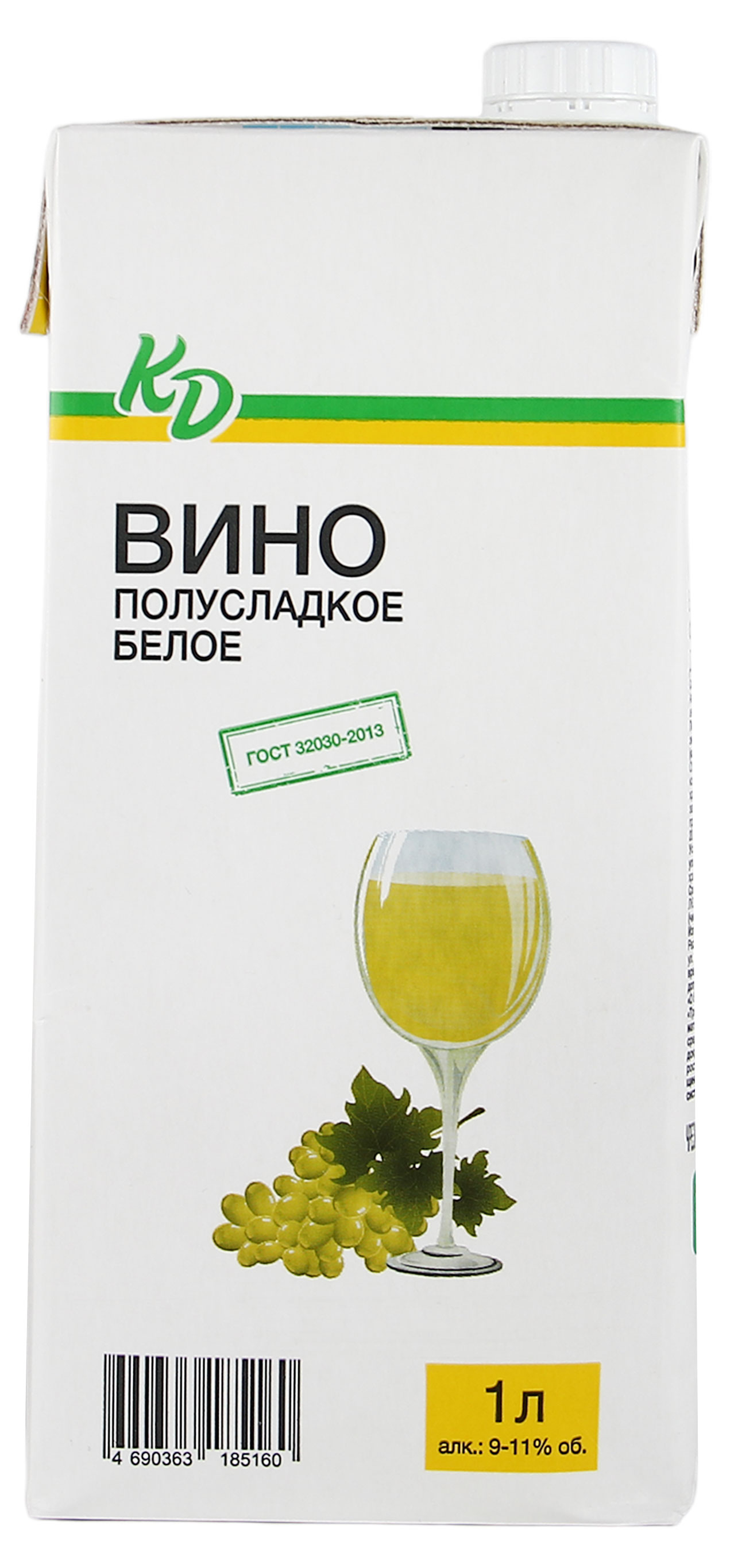 Вино «Каждый день» белое полусладкое Россия, 1 л