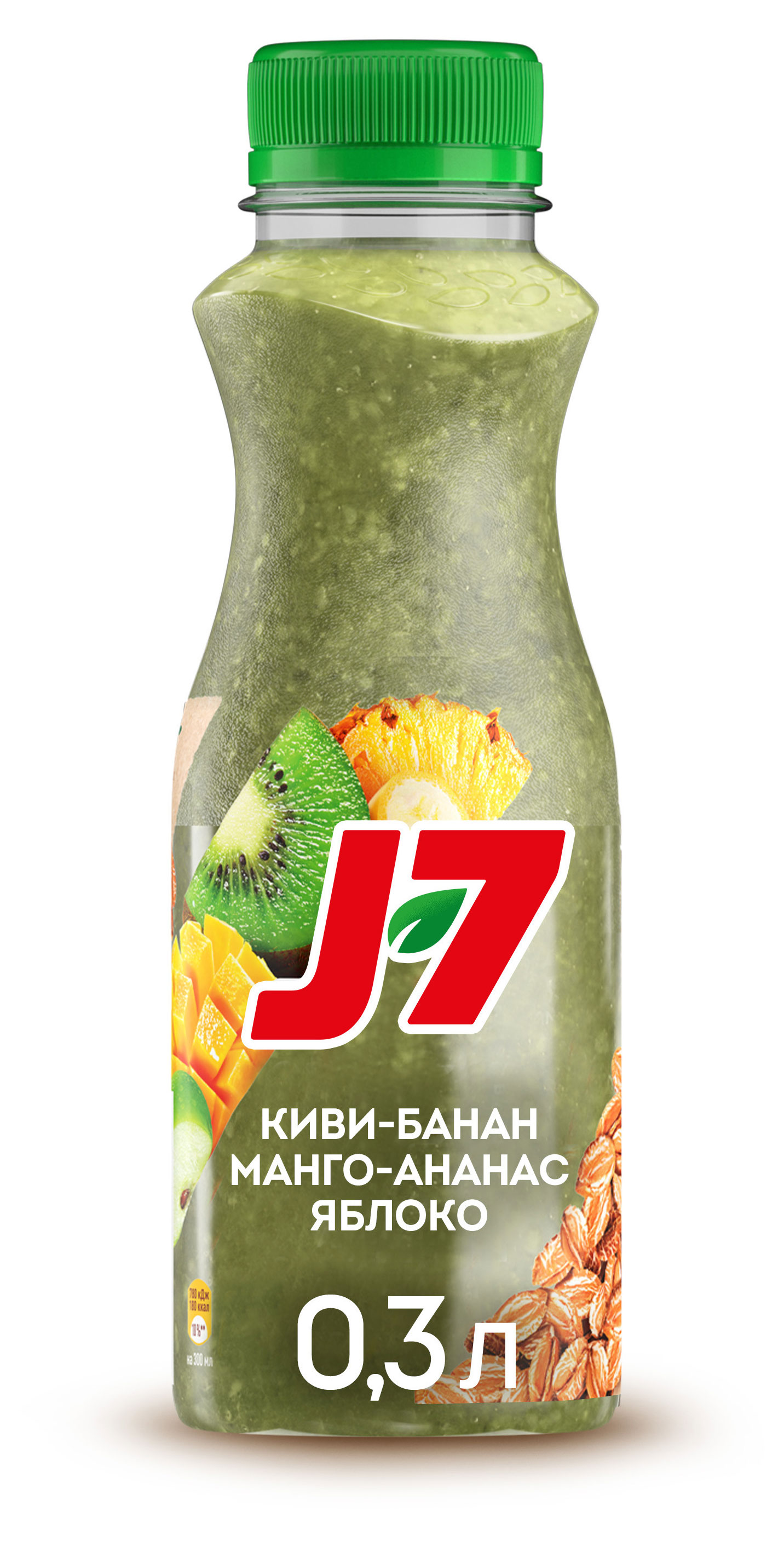 Продукт питьевой J7 Смузи Полезный завтрак киви яблоко ананас банан манго охлажденный, 300 мл