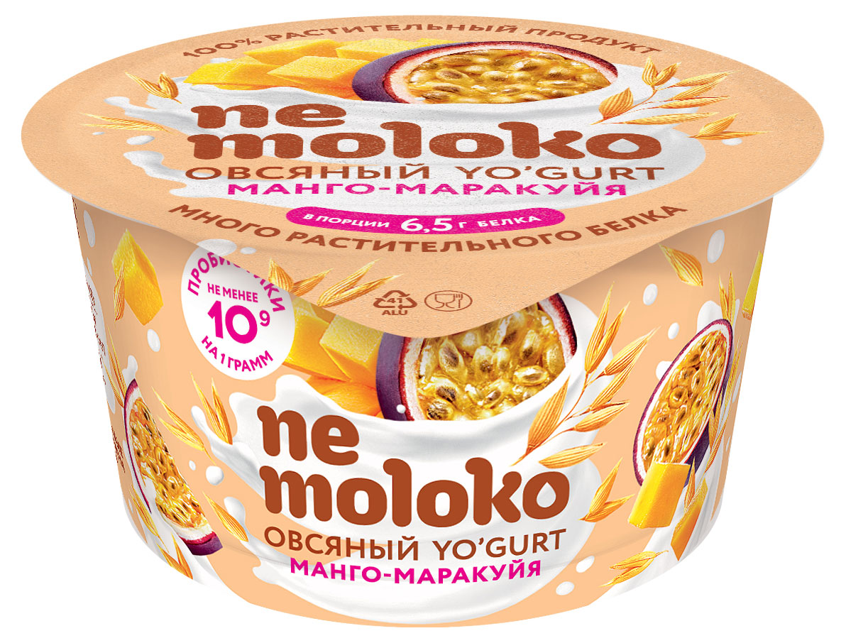 Йогурт овсяный Nemoloko манго маракуйя для детей старше 3х лет 5%, 130 г