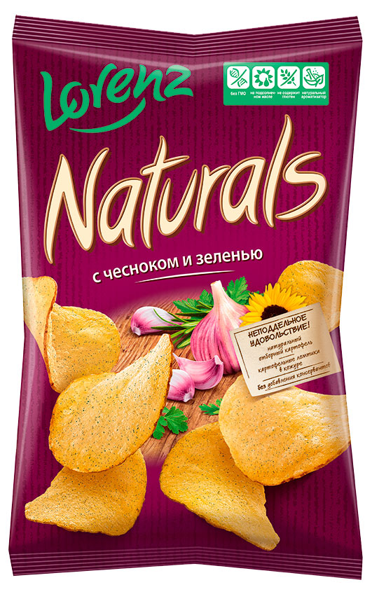 Чипсы картофельные Naturals c чесноком и зеленью, 100 г