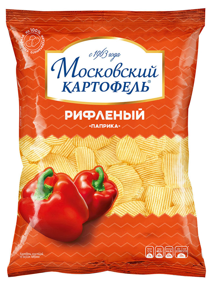 Чипсы рифленые «Московский Картофель» паприка, 120 г