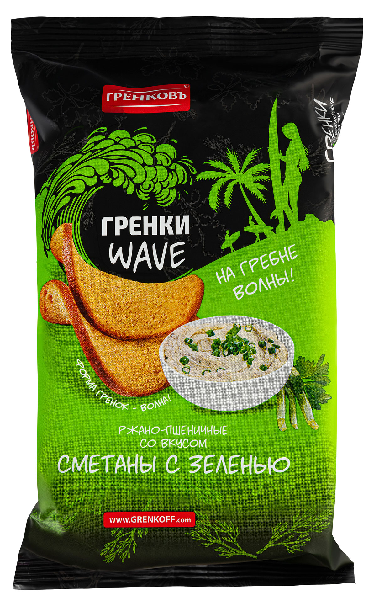 Гренки «Гренковъ» Wave сметана-зелень, 75 г