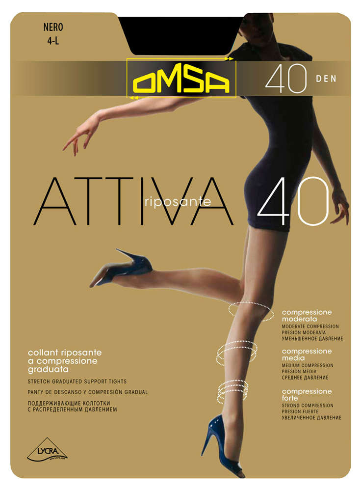 Колготки OMSА Attiva 40 den nero, размер 3
