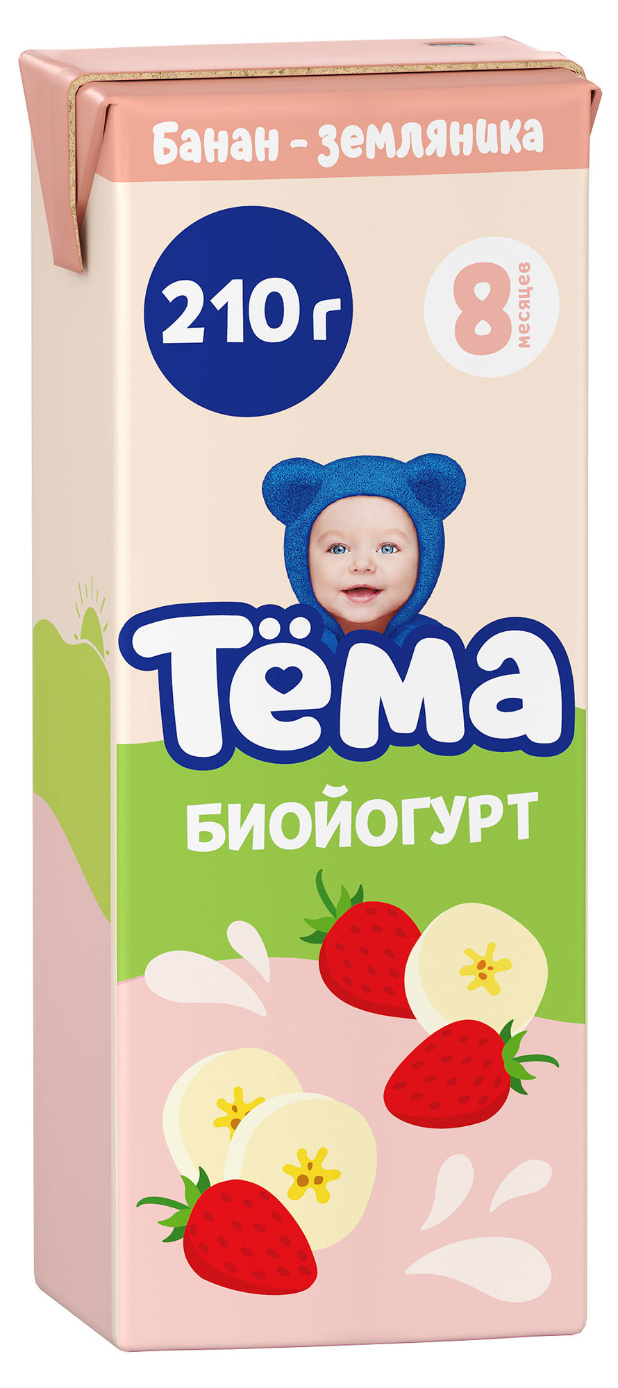 Биойогурт питьевой детский «Тема» Банан Земляника с 8 мес., 210 г