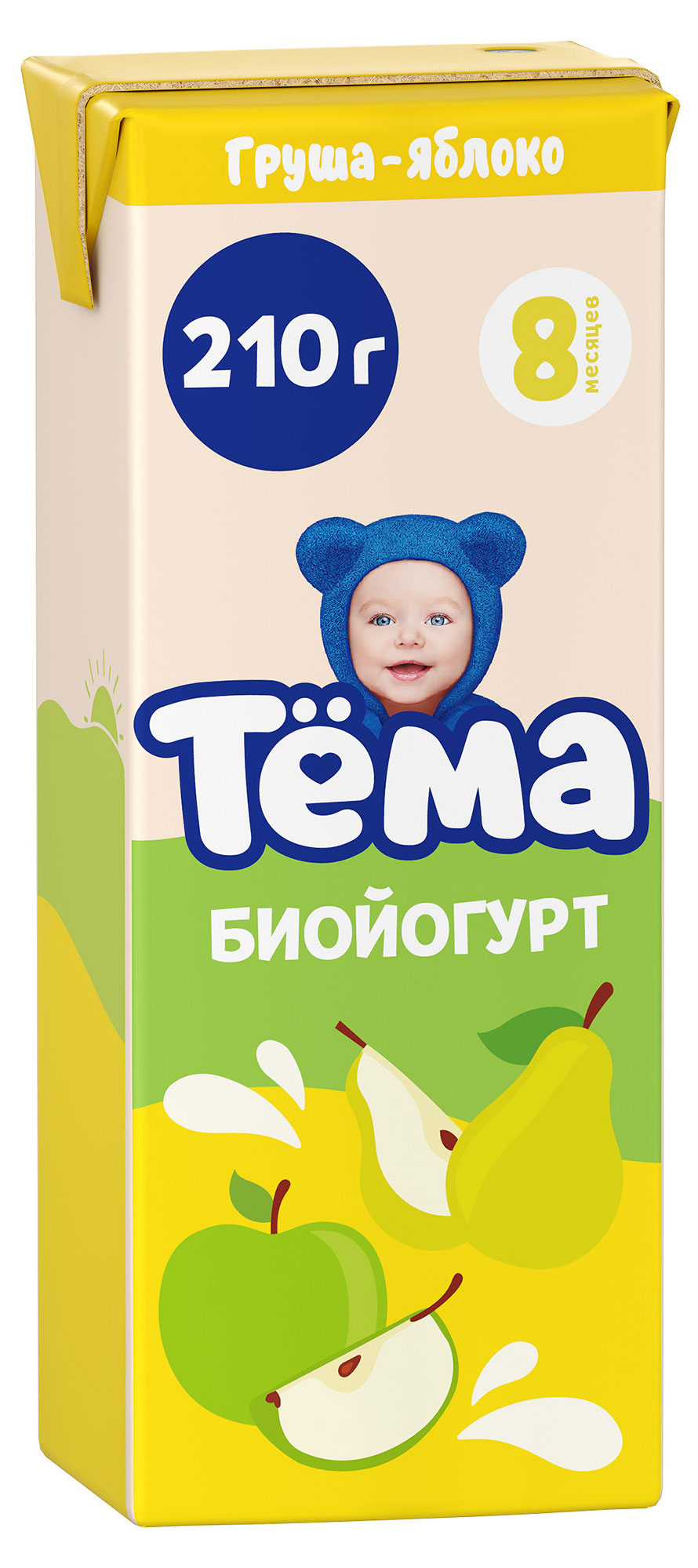 Биойогурт питьевой детский «Тема» груша яблоко 2,8%, 210 г