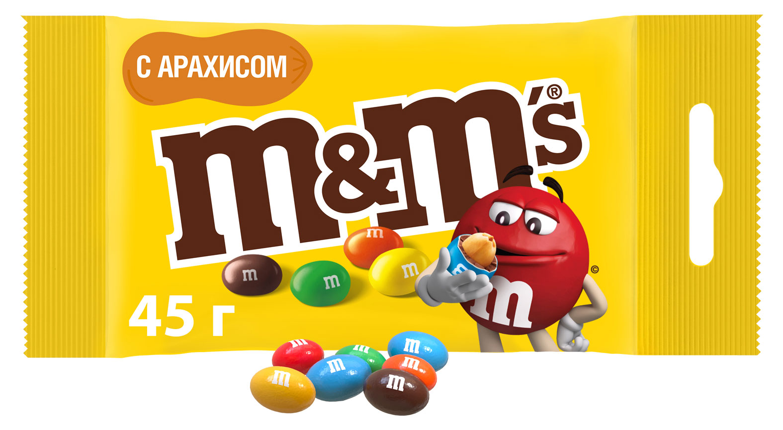 Конфеты M&M's Драже с арахисом и молочным шоколадом, 45 г