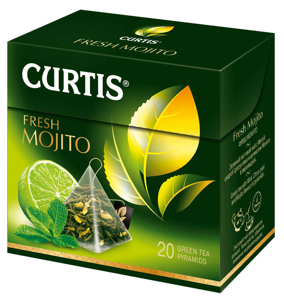 Чай зеленый Curtis Fresh Mojito ароматизированный в пирамидках, 20х2.9 г