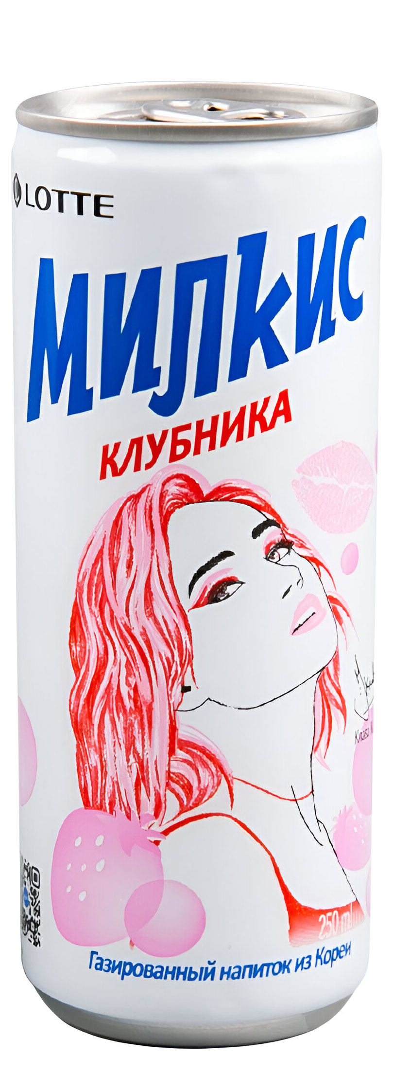 Напиток газированный Lotte Милкис Клубника Корея, 250 мл