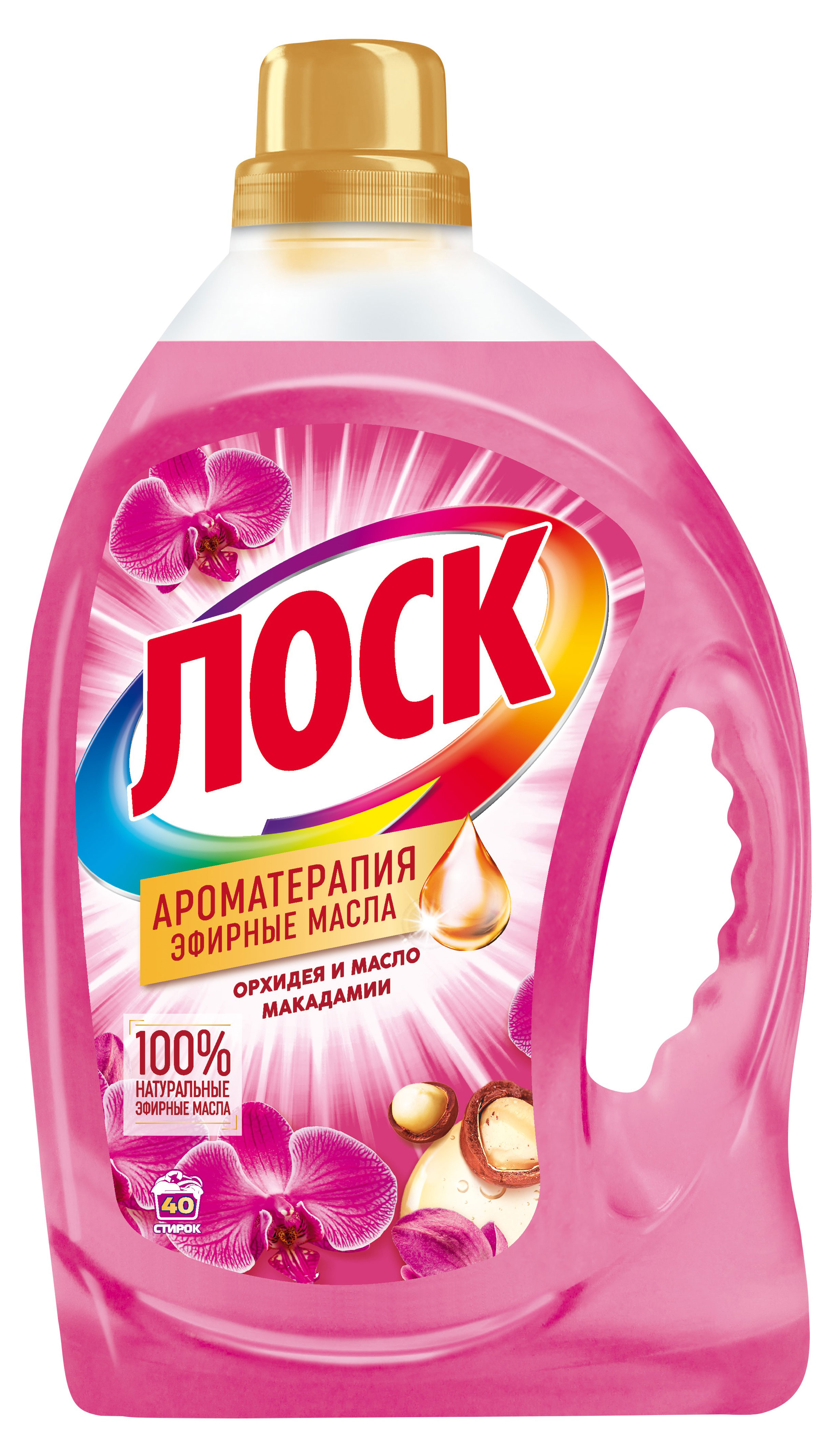 Гель для стирки «Лоск» Ароматерапия Орхидея и Масло Макадамии для цветного и белого белья, 2,92 л (40 стирок)