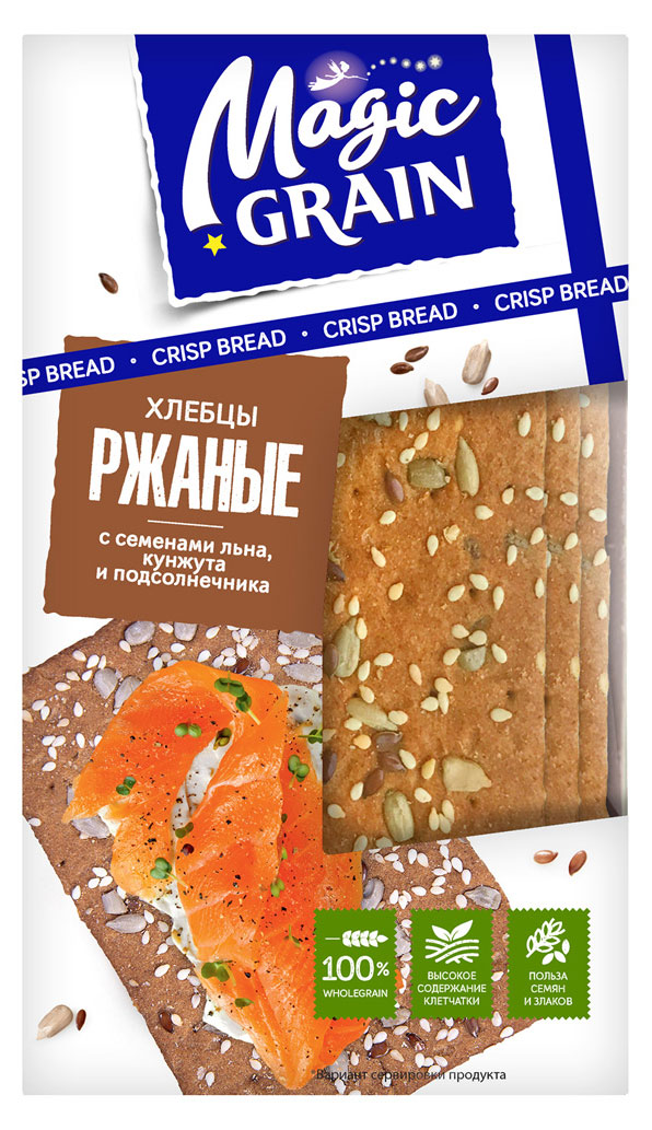 Хлебцы Magic Grain Ржаные с семенами льна, подсолнечника и кунжута, 160 г