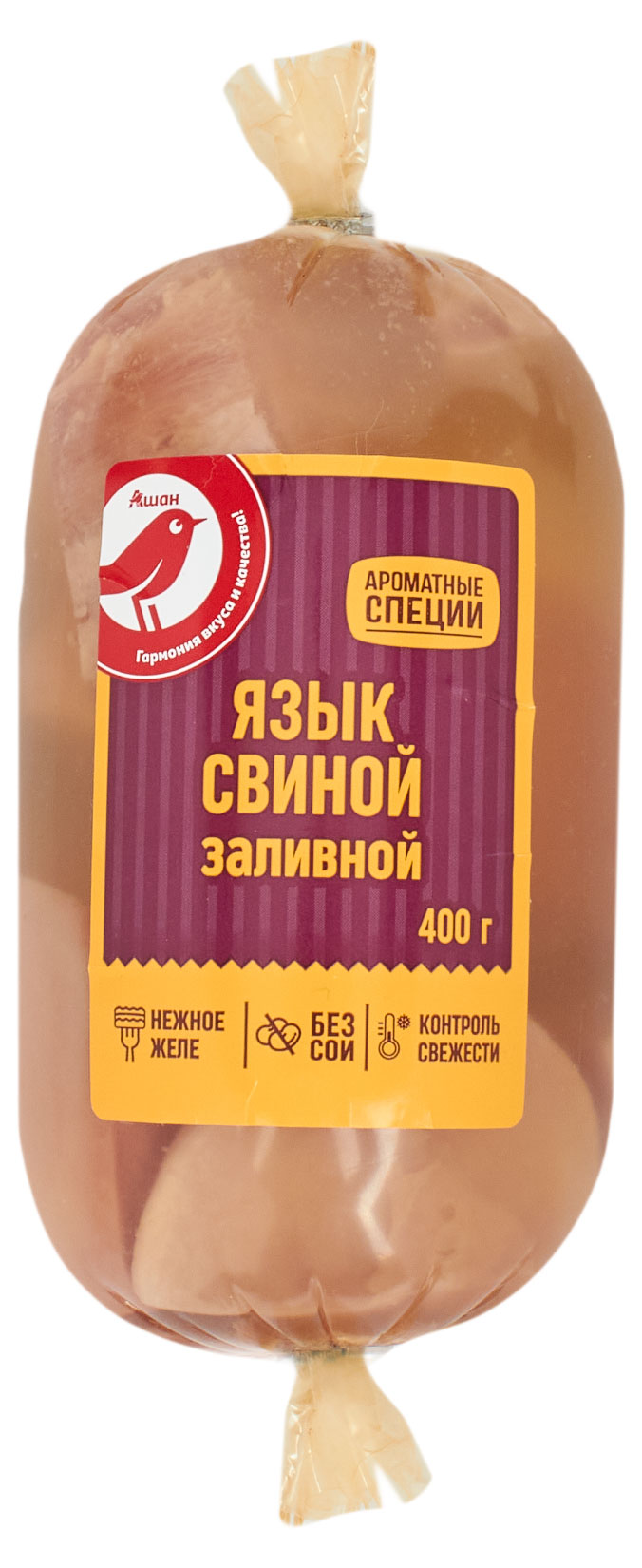 Язык свиной заливной АШАН Красная птица нежное желе, 400 г
