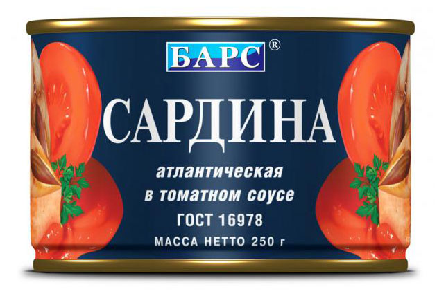 Сардина «БАРС» атлантическая в томатном соусе, 250 г