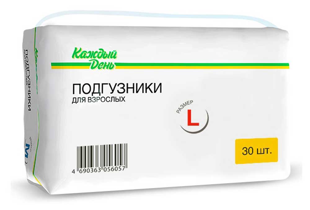 Подгузники урологические для взрослых «Каждый день» размер L 100-160 см, 30 шт