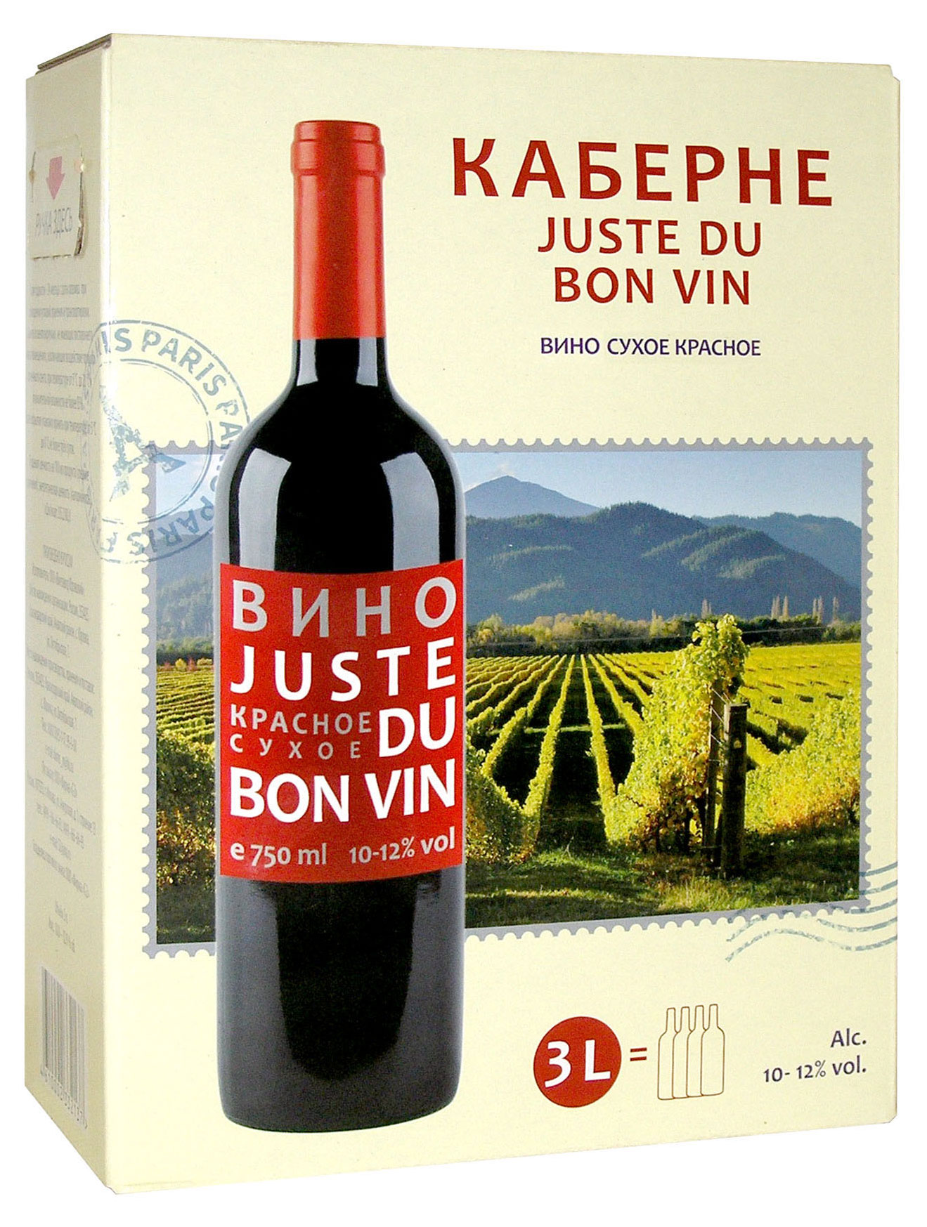 Вино Juste Du Bon Vin каберне красное сухое Россия, 3 л