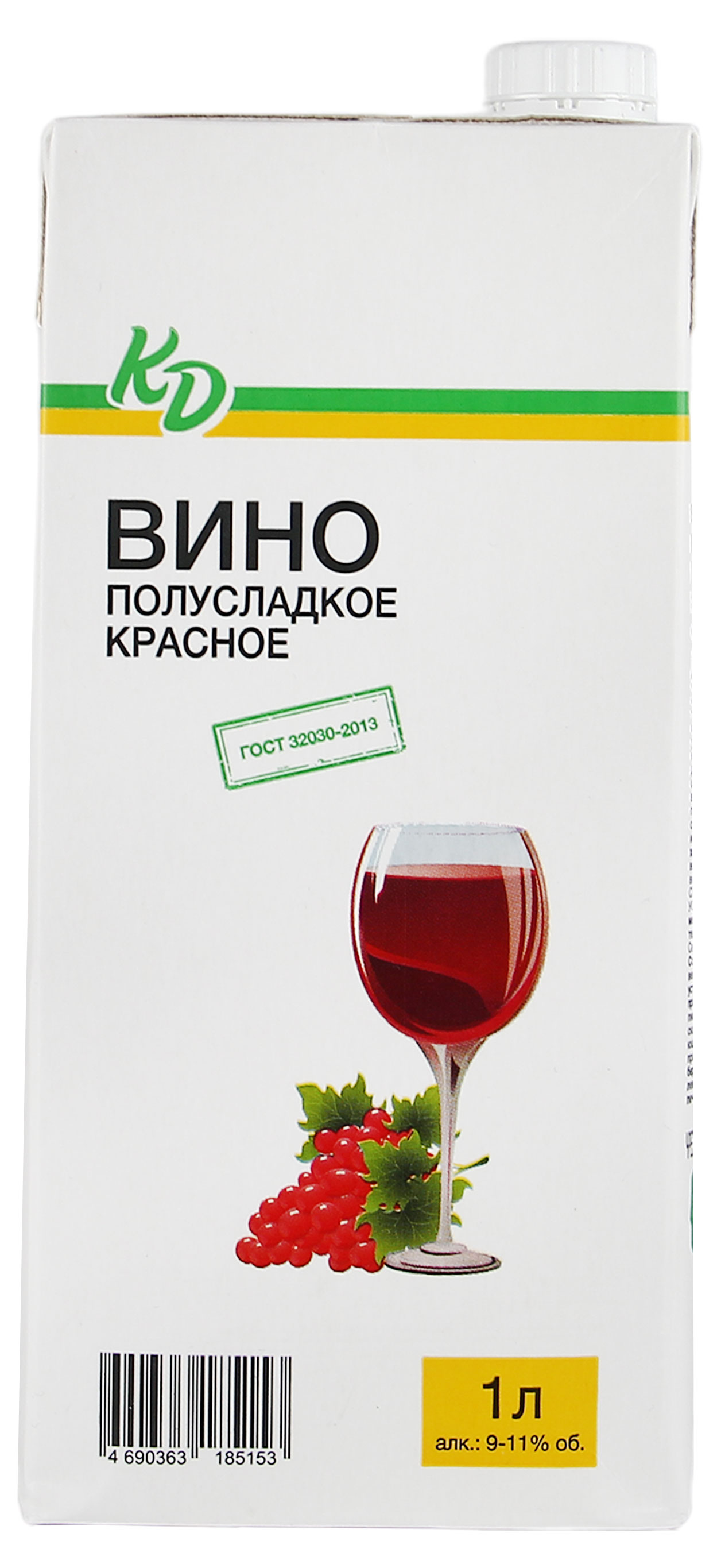 Вино «Каждый день» полусладкое красное Россия, 1 л