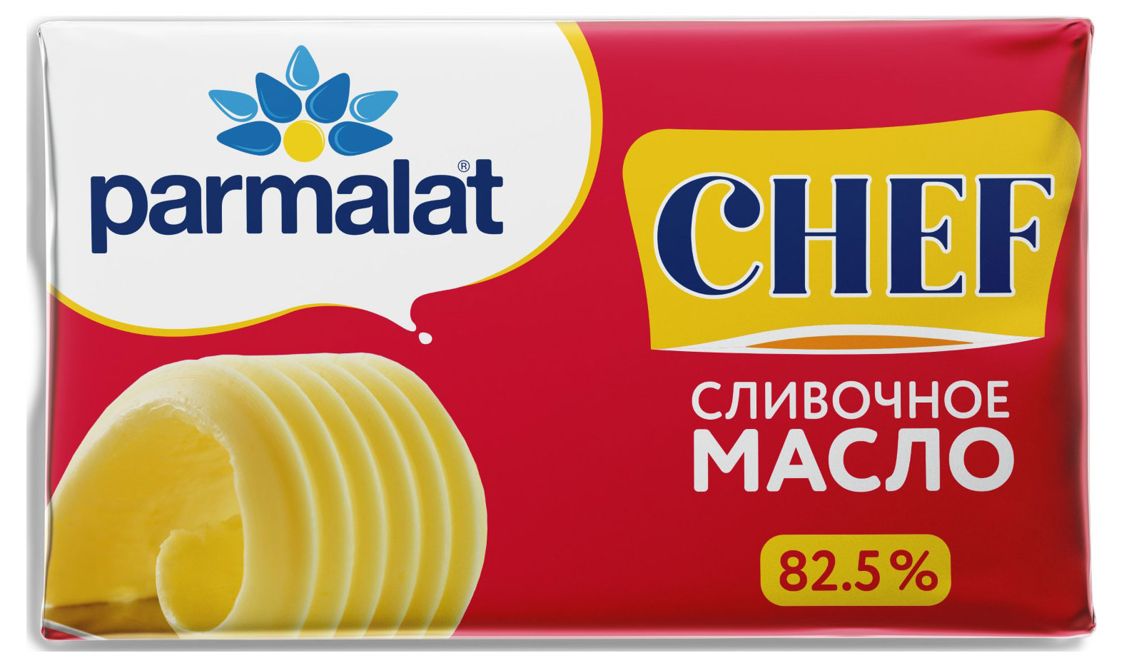 Масло сливочное Parmalat Chef сладкосливочное несоленое 82,5%, 180 г