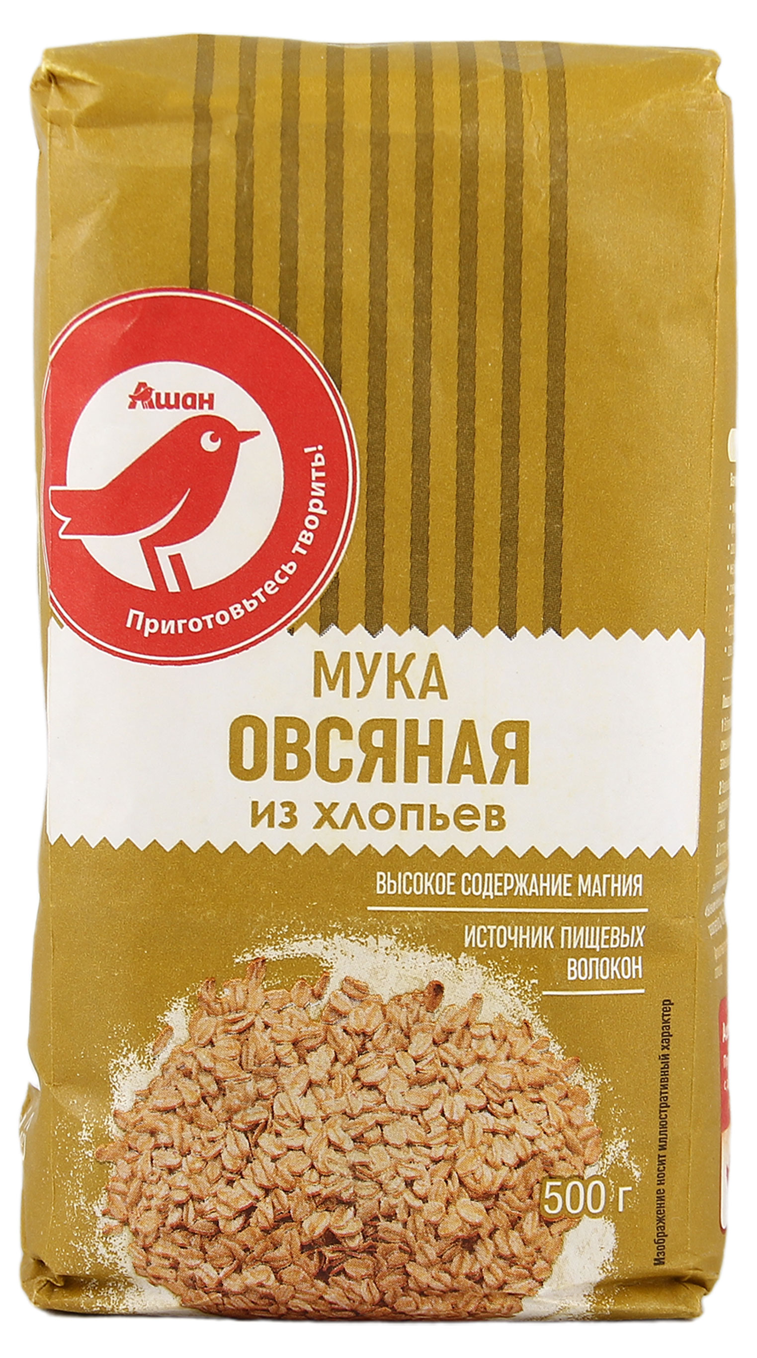 Мука овсяная АШАН Красная птица, 500 г