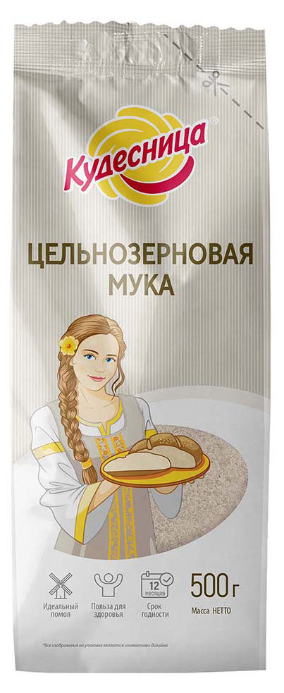 Мука пшеничная «Кудесница» цельнозерновая, 500 г