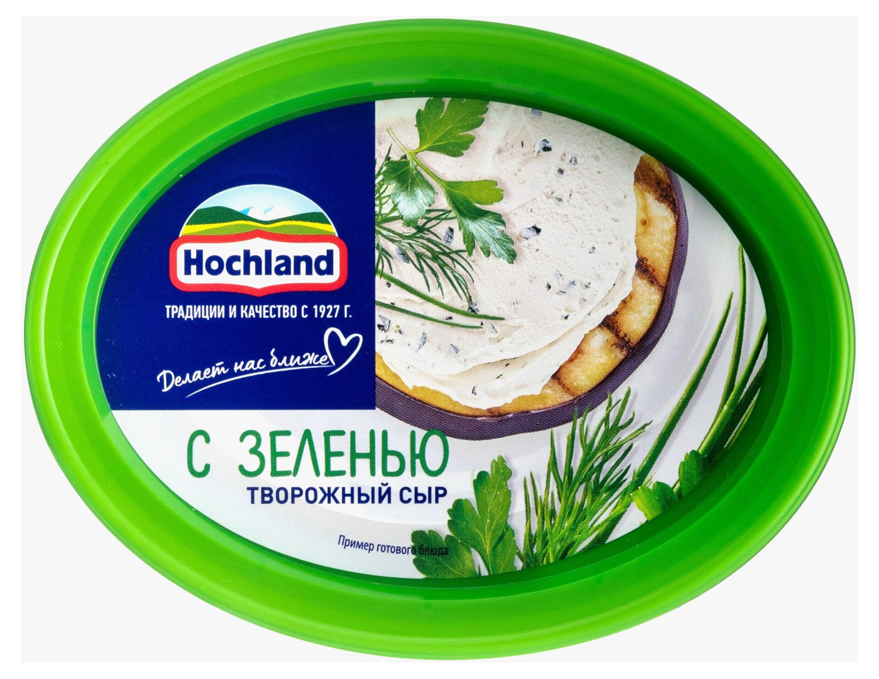 Сыр творожный с зеленью Hochland 60% БЗМЖ, 140 г