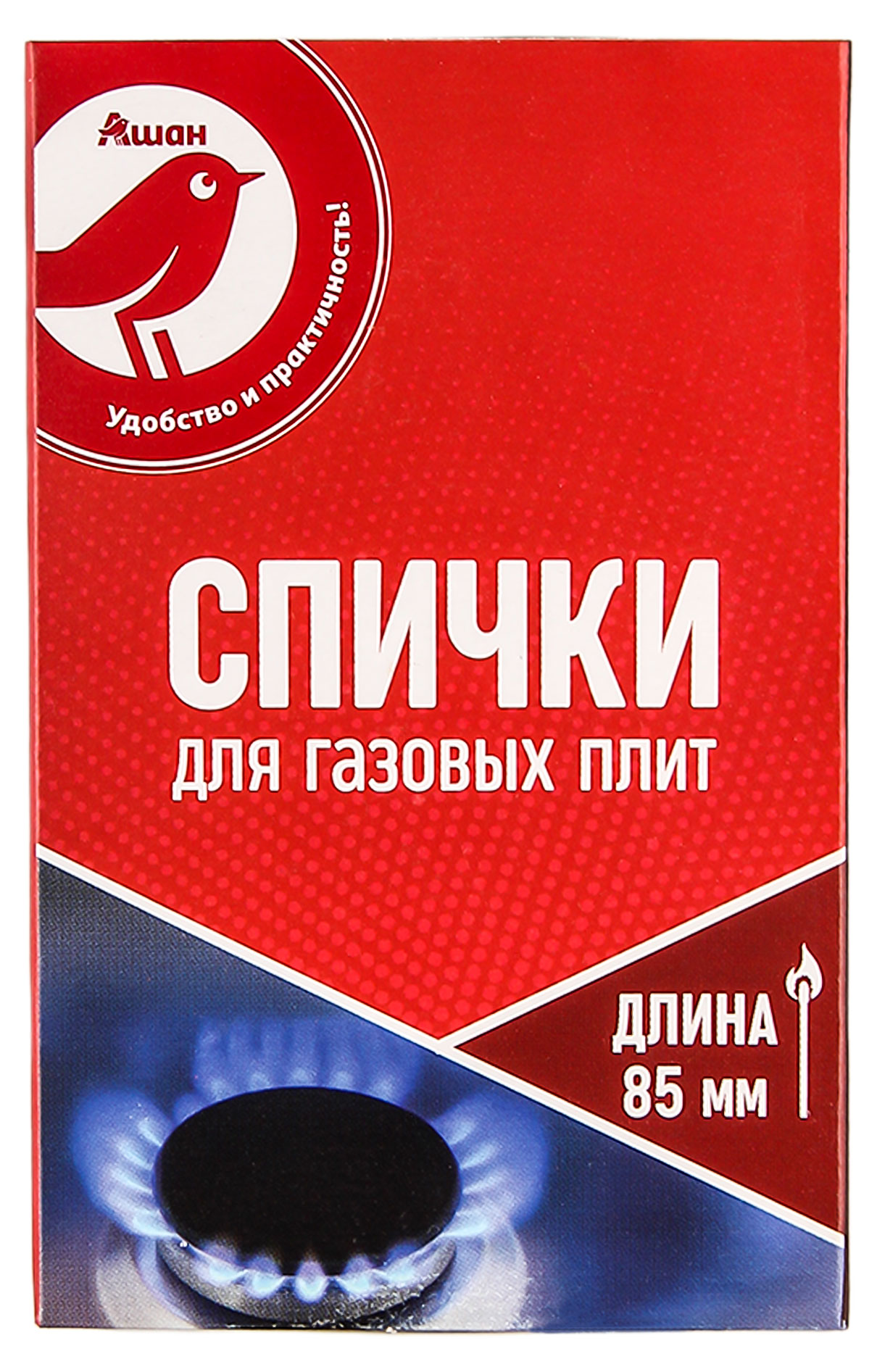 Спички АШАН Красная птица для газовых плит, 60 шт