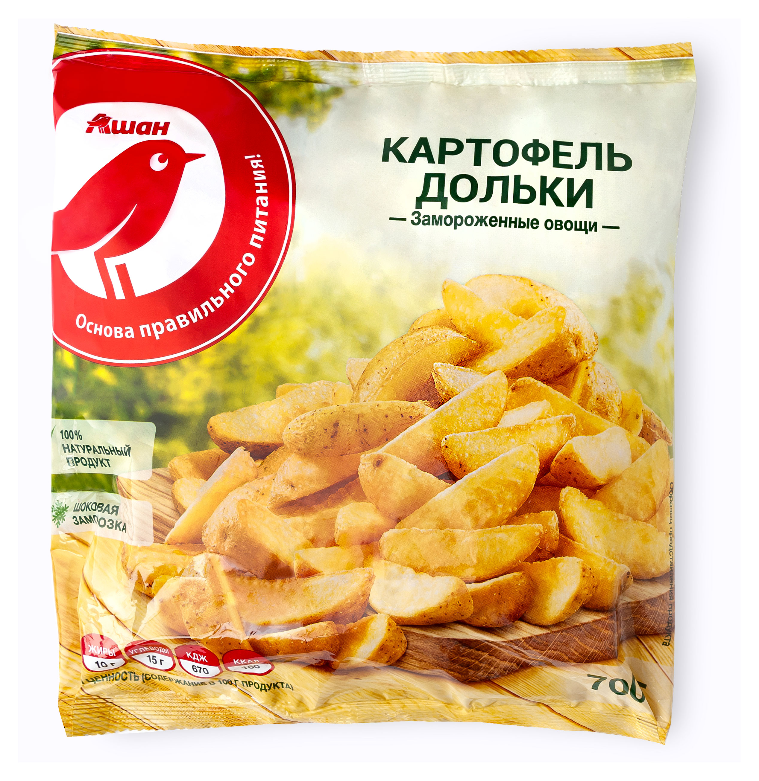 Овощная смесь Картофельные дольки АШАН Красная птица замороженные, 700 г