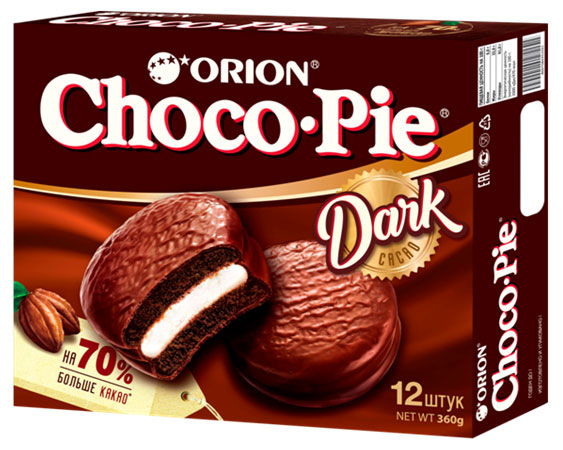 Пирожное бисквитное Orion Choco Pie Dark тёмный шоколад, 360 г