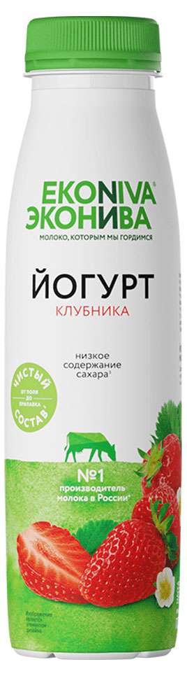 Йогурт питьевой «ЭкоНива» с клубникой 2,5% БЗМЖ, 300 г