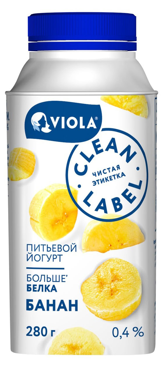 Йогурт питьевой Viola Clean Label Банан 0,8% БЗМЖ, 260 г