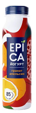 Йогурт питьевой EPICA с гранатом и апельсином 2,5% БЗМЖ, 260 мл