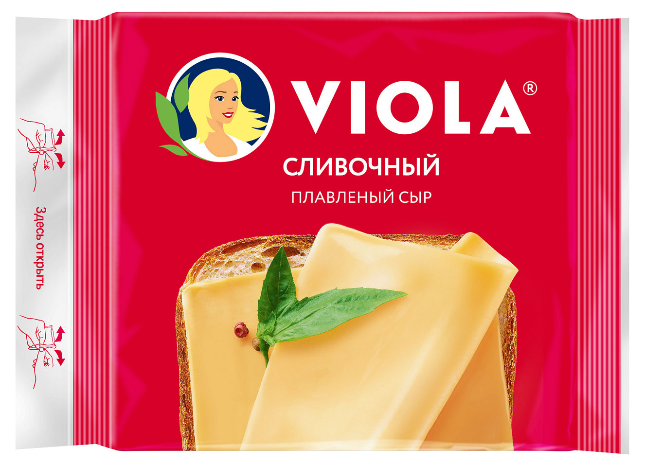 Сыр плавленый тостовый Viola сливочный слайсы 45% БЗМЖ, 140 г