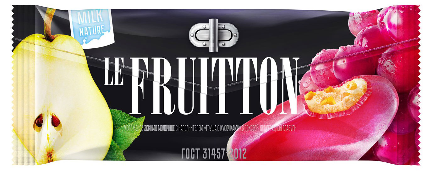 Мороженое молочное Le Fruitton с кусочками груши в виноградной глазури ГОСТ БЗМЖ, 60 г