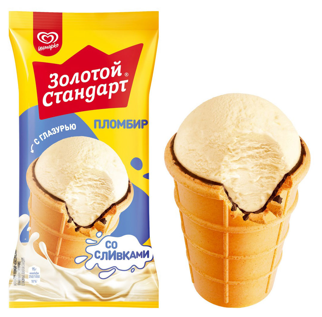Мороженое молочное «Золотой Стандарт» Пломбир со сливками БЗМЖ, 86 г