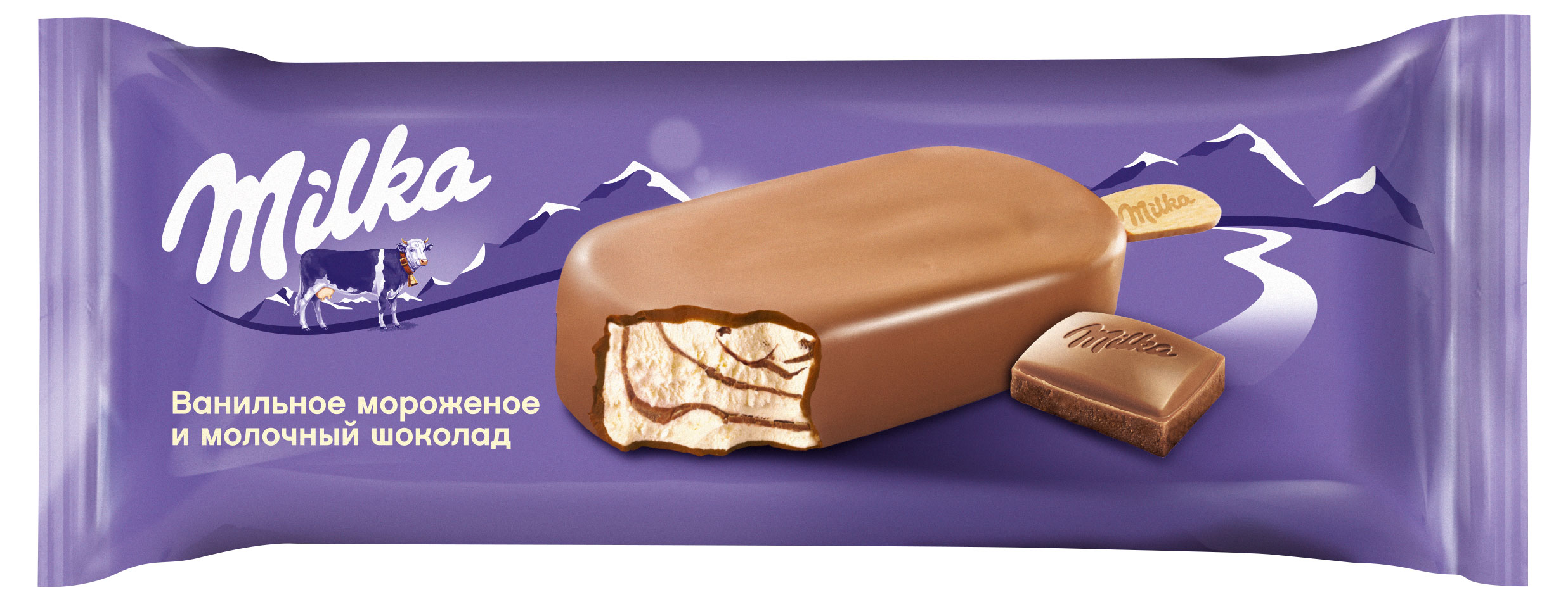 Мороженое Эскимо Milka Ванильное в молочном шоколаде, 90 мл