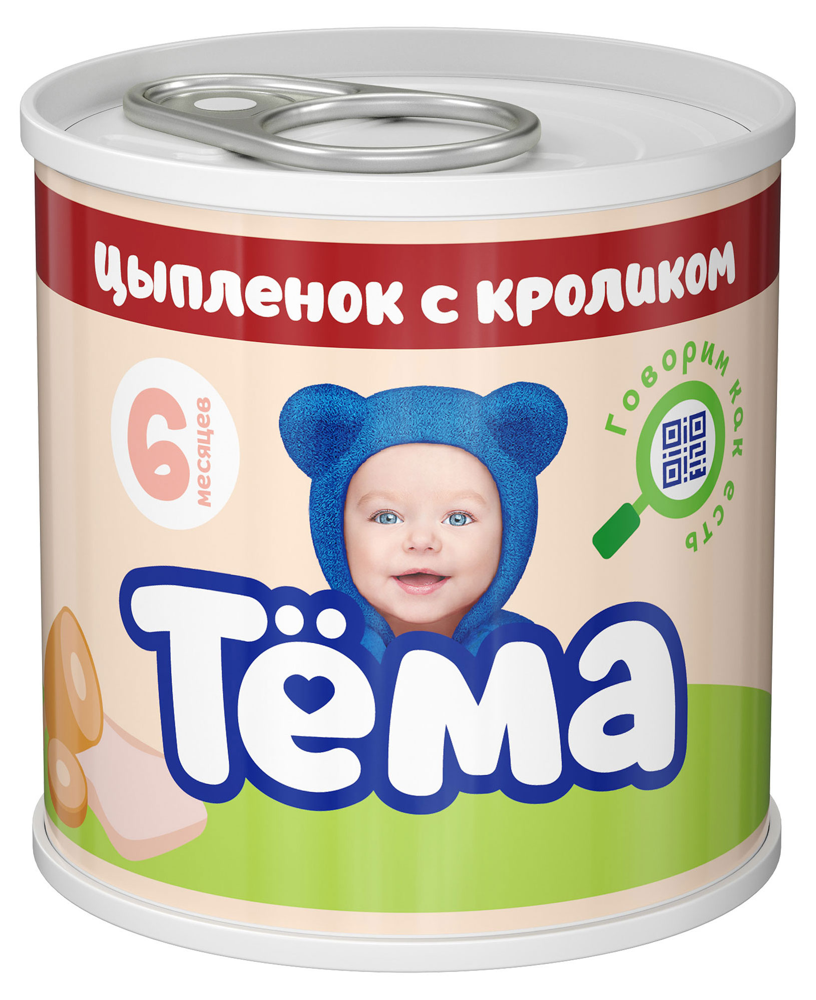 Пюре мясное «Тема» с цыпленком и кроликом с 6 мес., 90 г