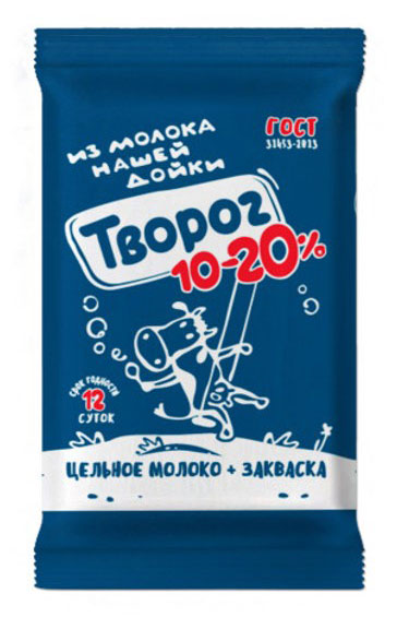 Творог «Из молока Нашей дойки» из цельного молока 10-20% БЗМЖ, 180 г