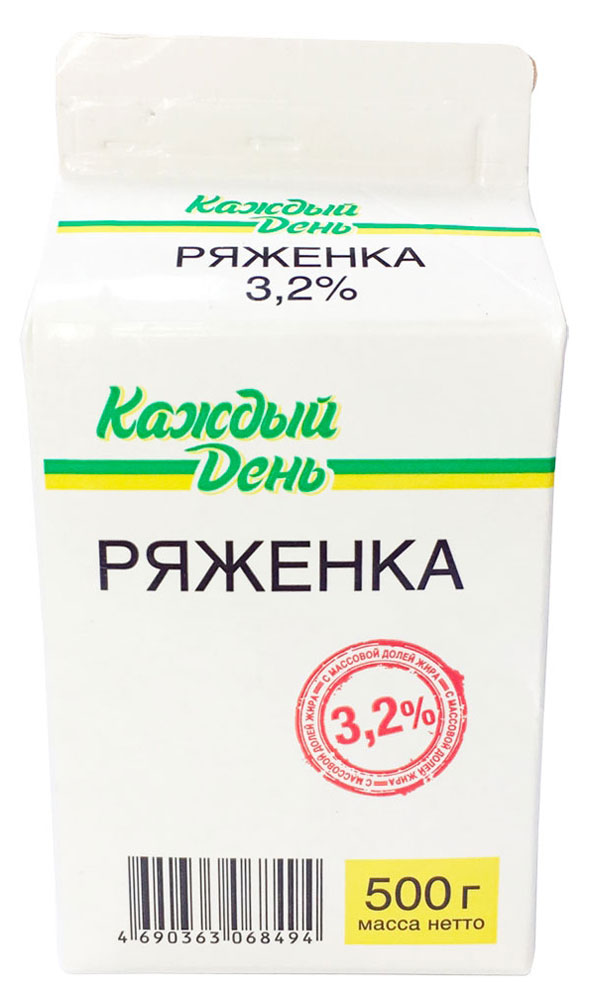 Ряженка «Каждый День» 3,2% БЗМЖ, 500 г