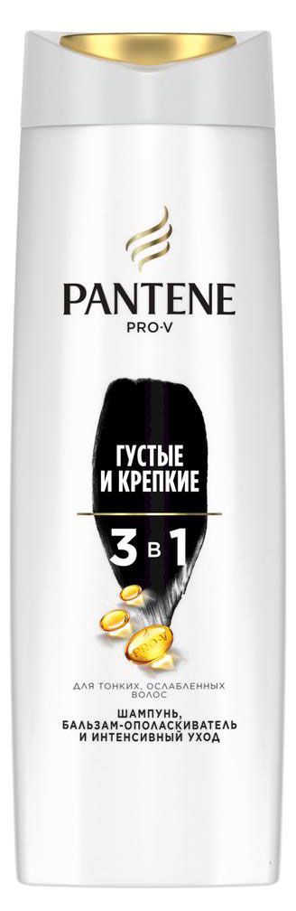 Шампунь для волос Pantene Pro-V 3 в 1 Густые и крепкие для тонких и ослабленных волос, 360 мл