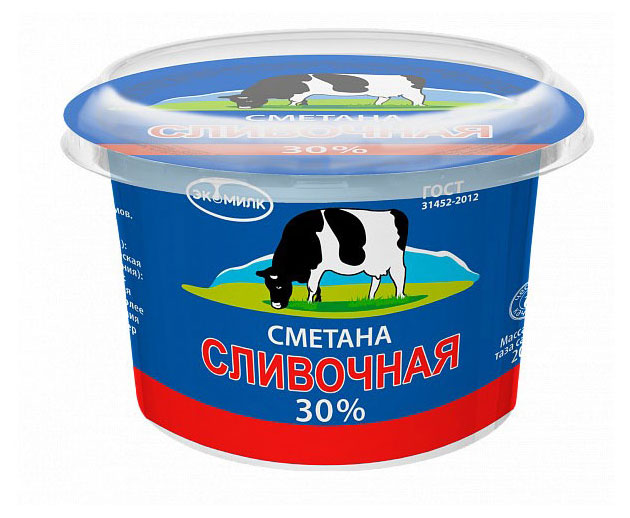 Сметана «Экомилк» 30% БЗМЖ, 180 г