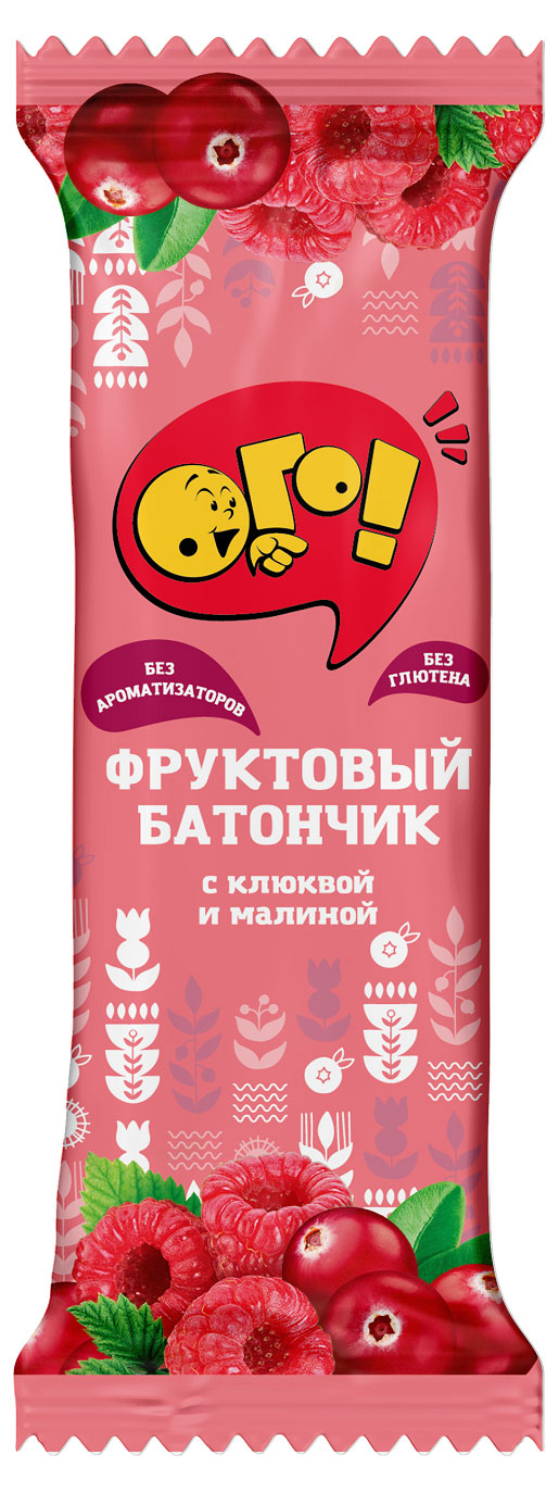 Батончик фруктовый «ОГО!» клюква малина, 30 г