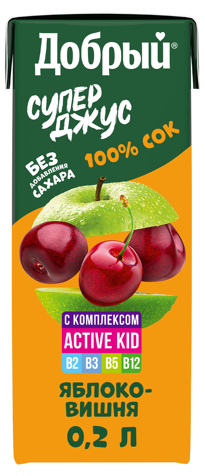Сок «Добрый» Active kid яблоко-вишня, 200 мл