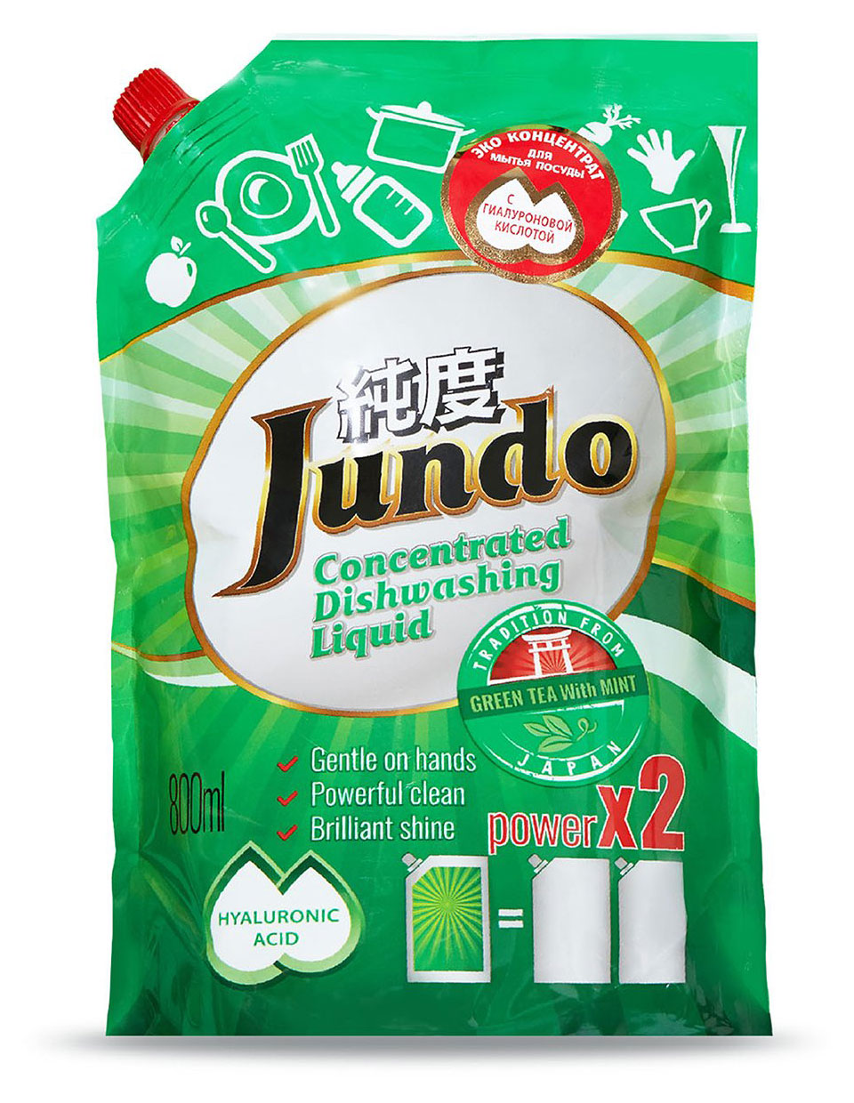 Гель для мытья посуды Jundo Green tea with Mint, 800 мл