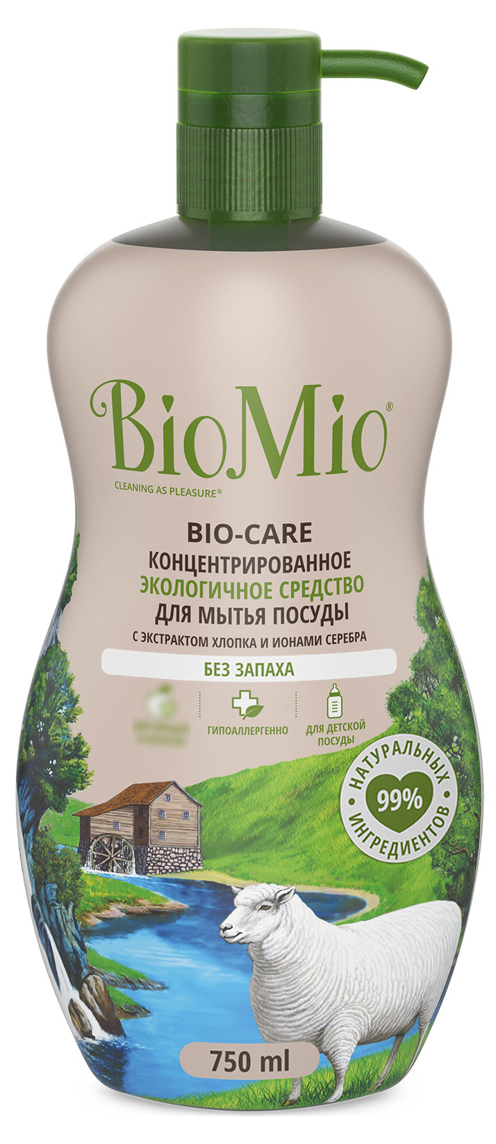 Средство для мытья посуды Экологичное BioMio Bio-Care Концентрат. Без запаха, 750 мл