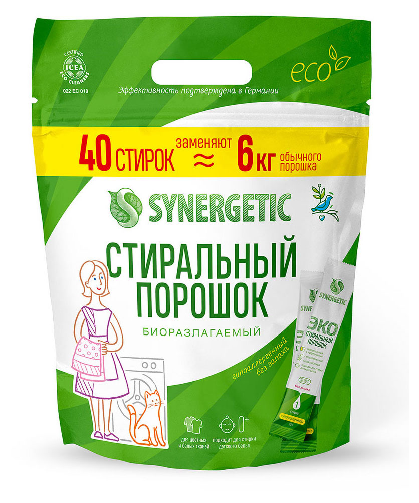 Стиральный порошок Synergetic универсальный суперконцентрат, 1 кг (40 стирок)