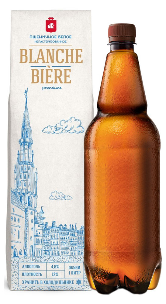 Пиво Blanche bier светлое нефильтрованное 4,8%, 1 л