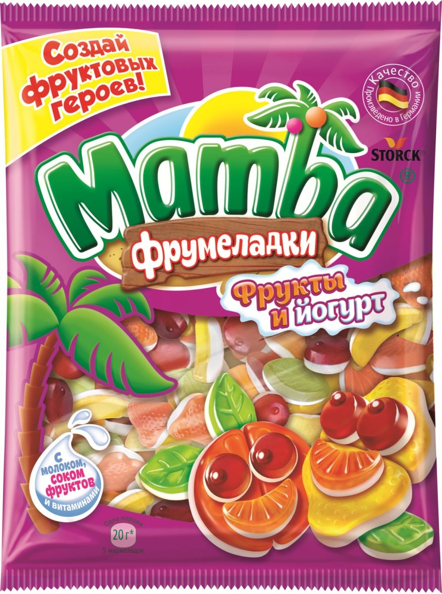 Мармелад Mamba Фрумеладки фрукты и йогурт, 140 г