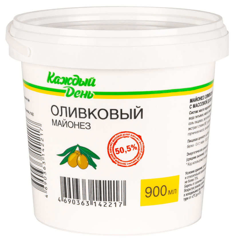 Майонез Оливковый «Каждый День» 50,5%, 900 мл