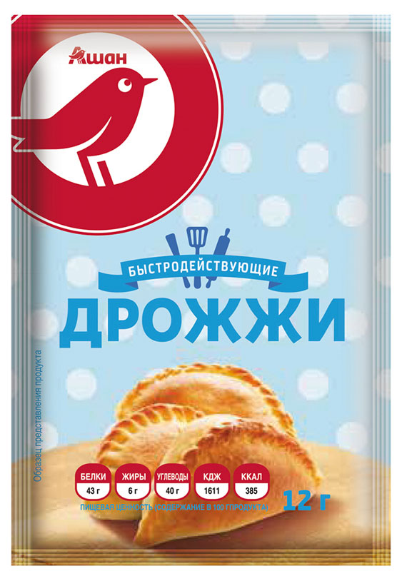 Дрожжи АШАН Красная птица быстродействующие, 12 г