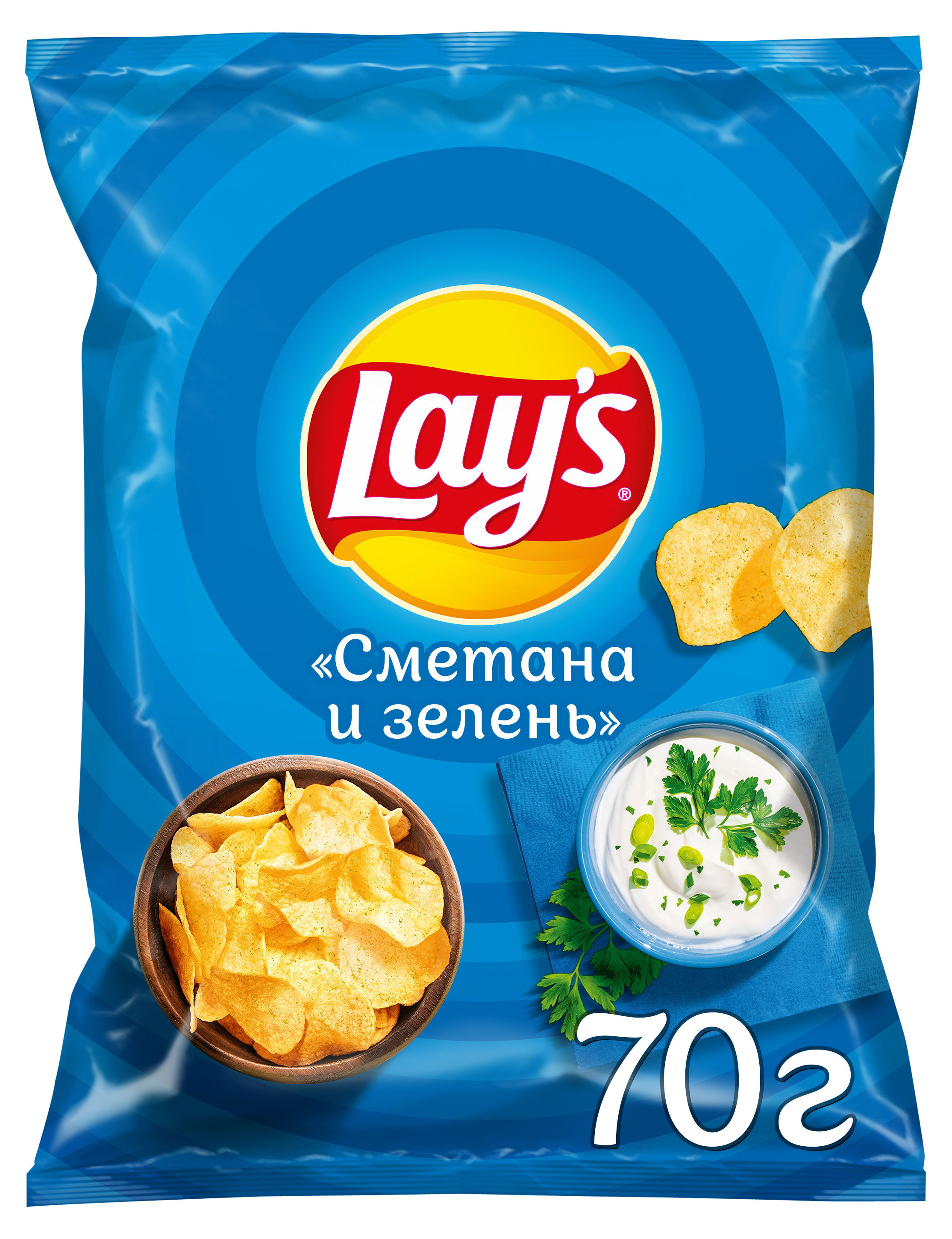 Чипсы картофельные Lay's сметана и зелень, 70 г