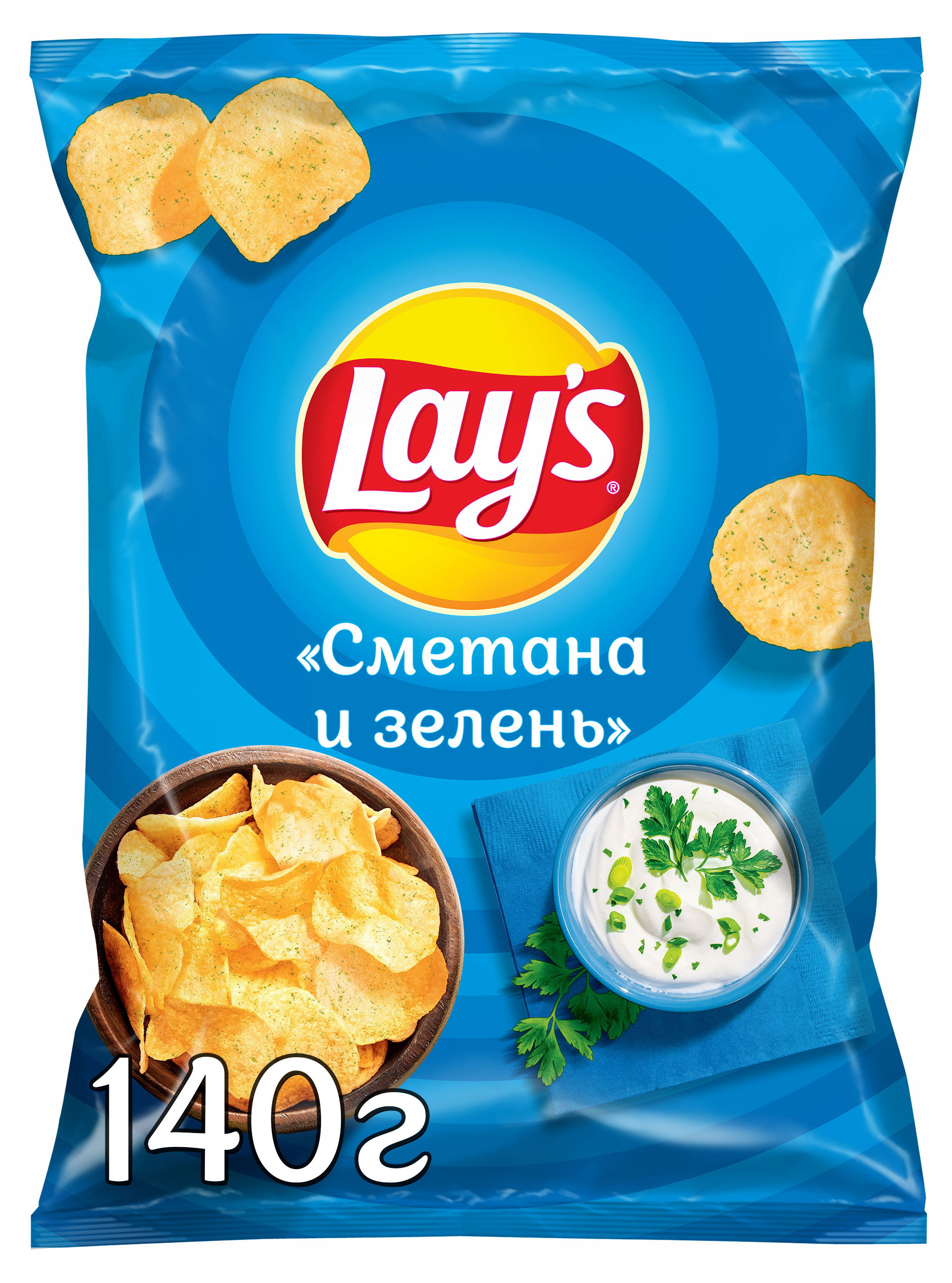 Чипсы картофельные Lay's сметана и зелень, 140 г