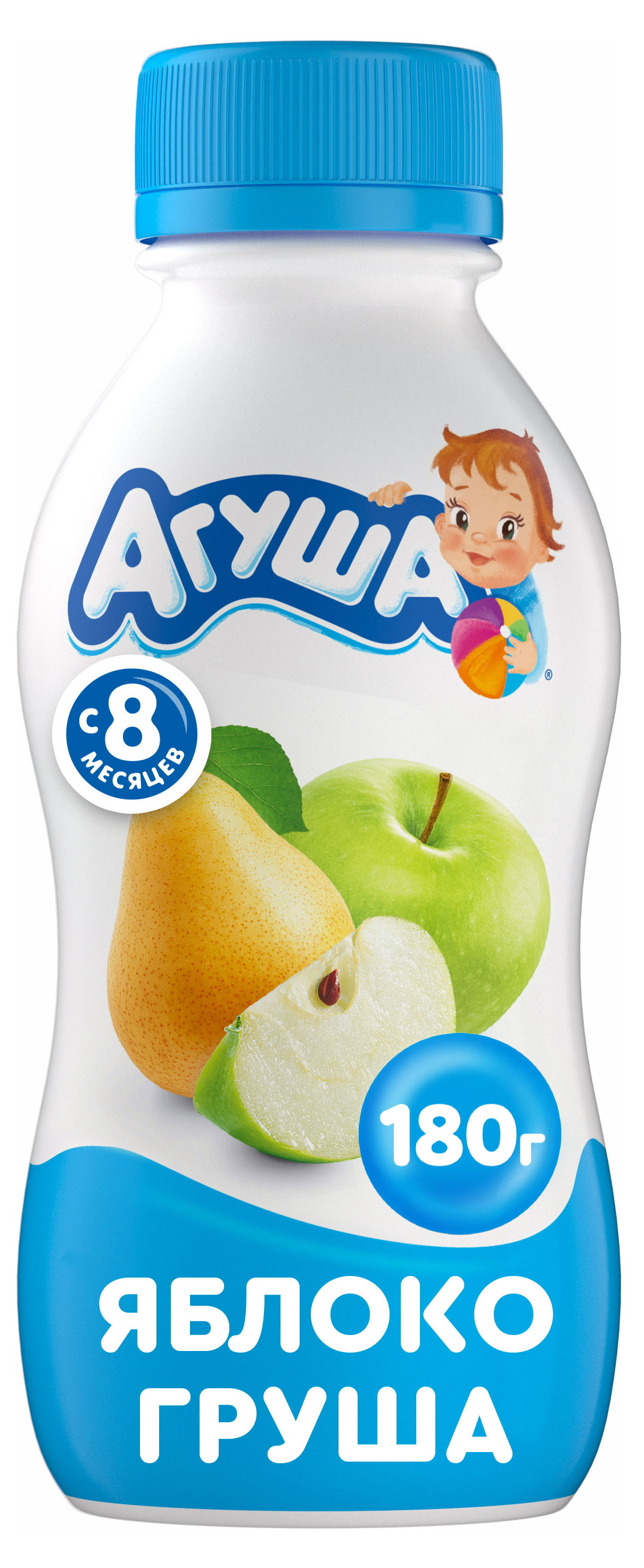 Йогурт питьевой детский «Агуша» яблоко-груша с 8 мес 2,7% БЗМЖ, 180 г
